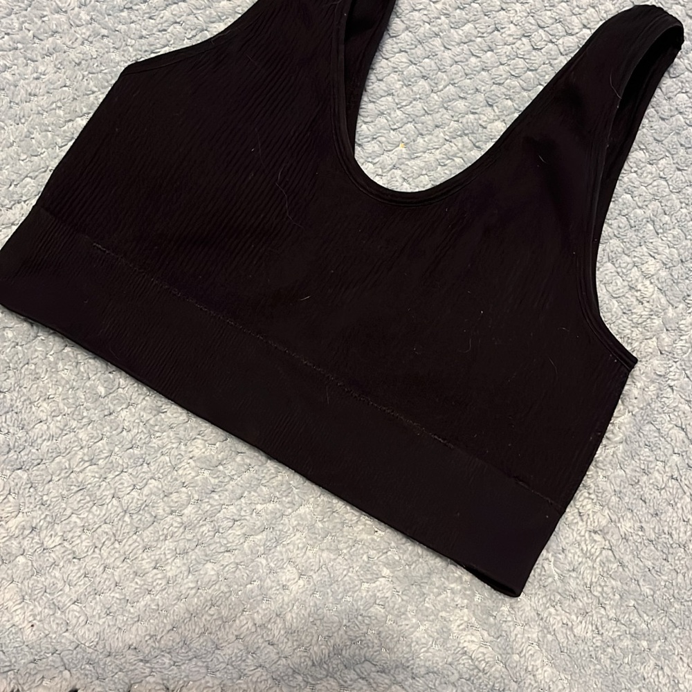 Aerie Black Ribbed Bra